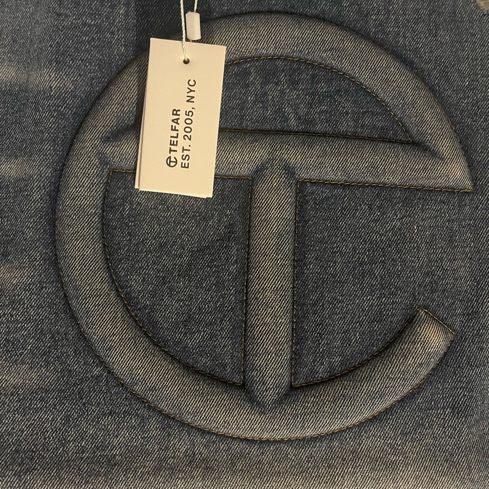 Large Telfar Denim Shopper- Distressed Blue - Picture 4 of 11